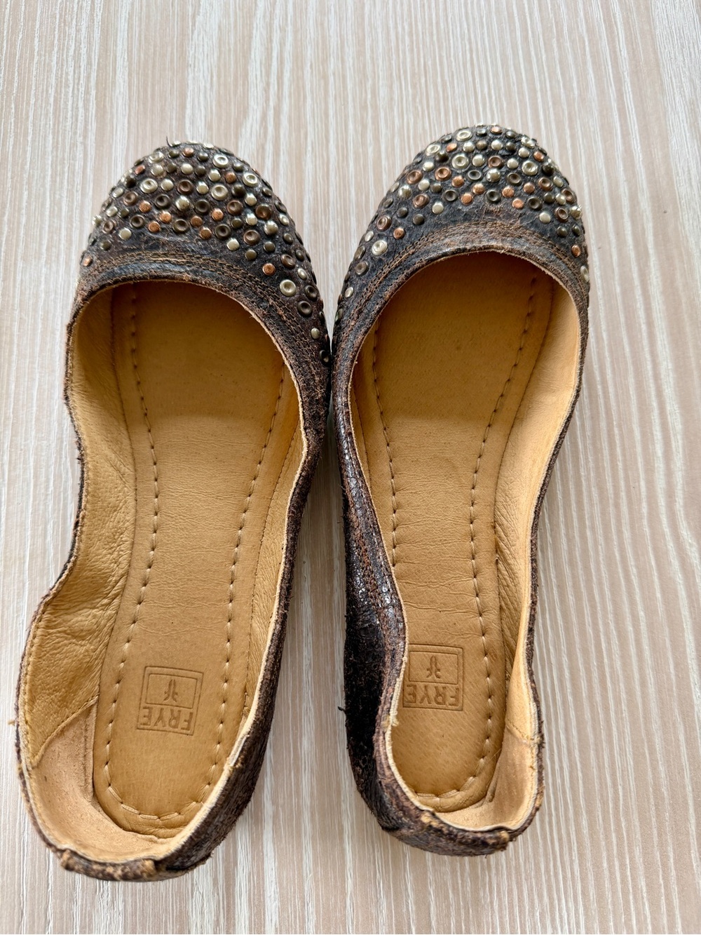 Frye Carson Women's Studded Leather Ballet Flats in Distressed Black - Picture 8 of 8
